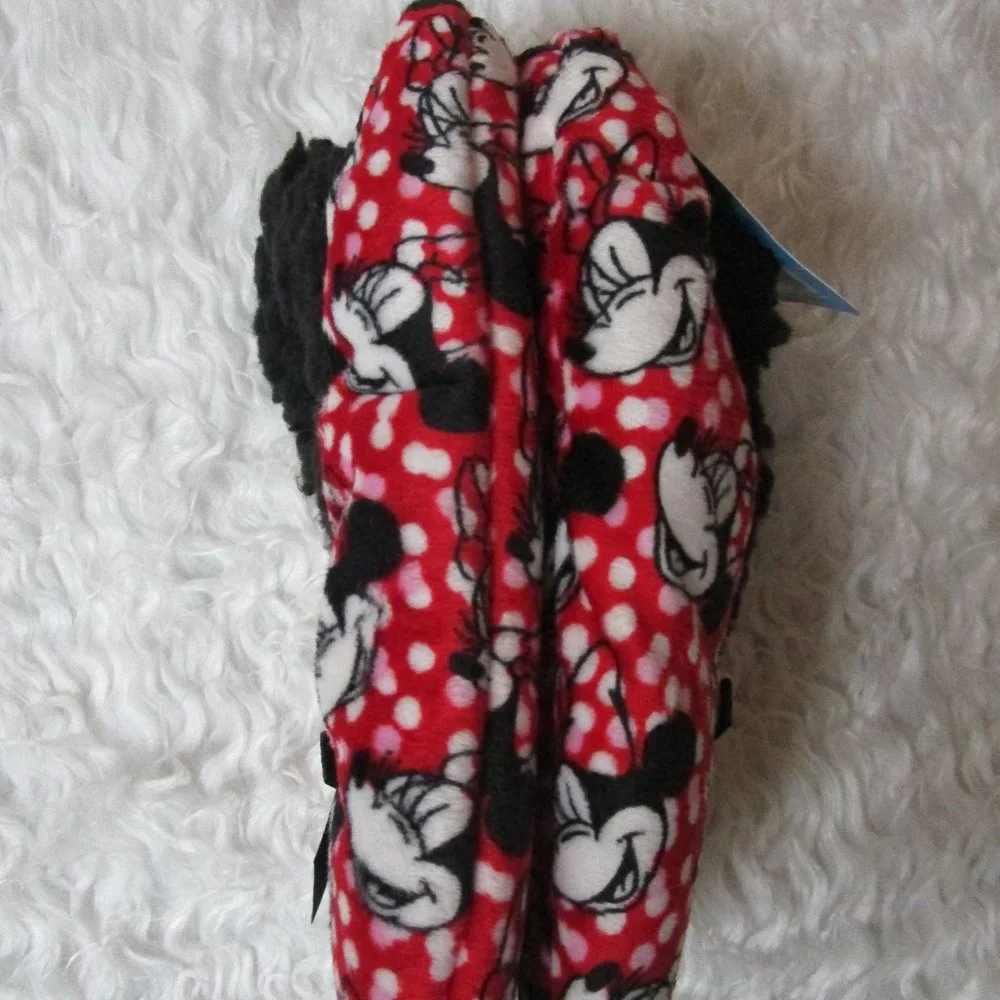Disney Minnie Mouse Girls Fuzzy Slipper Socks Non Skid Cozy Slippers Size M/L